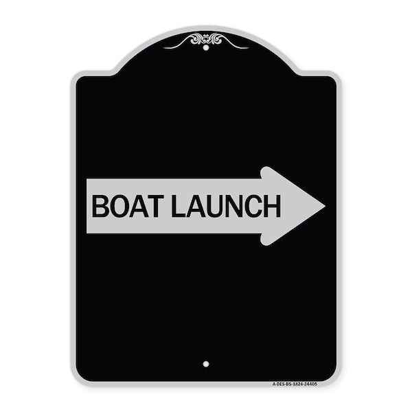 Boat Launch With Right Arrow Heavy-Gauge Aluminum Architectural Sign, 24" x 18", BS-1824-24405